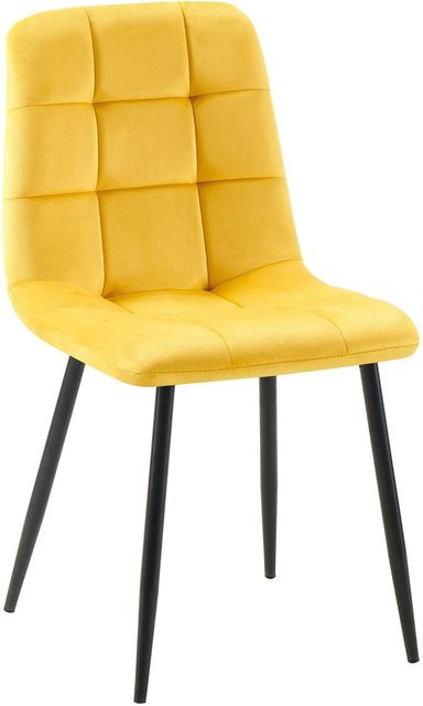 DELUKE Esszimmerstuhl FANOR in Gelb mit Samtbezug, B/T/H: 45 x 55 x 84 cm - Bild 1