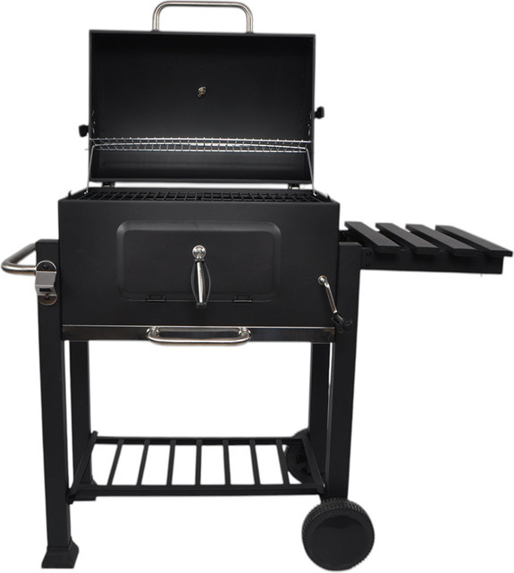 HARDIN Holzkohle-BBQ-Grill aus emailliertem Stahl in Schwarz, B/T/H: 115 x 46 x 106 cm - Bild 1