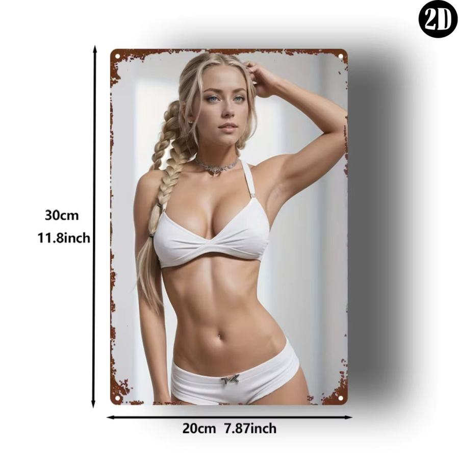 HELLOYOUNG Metallschild Sexy Woman Vintage Wandkunst, B: 20,3 cm, H: 30,5 cm, Mehrfarbig - Bild 2