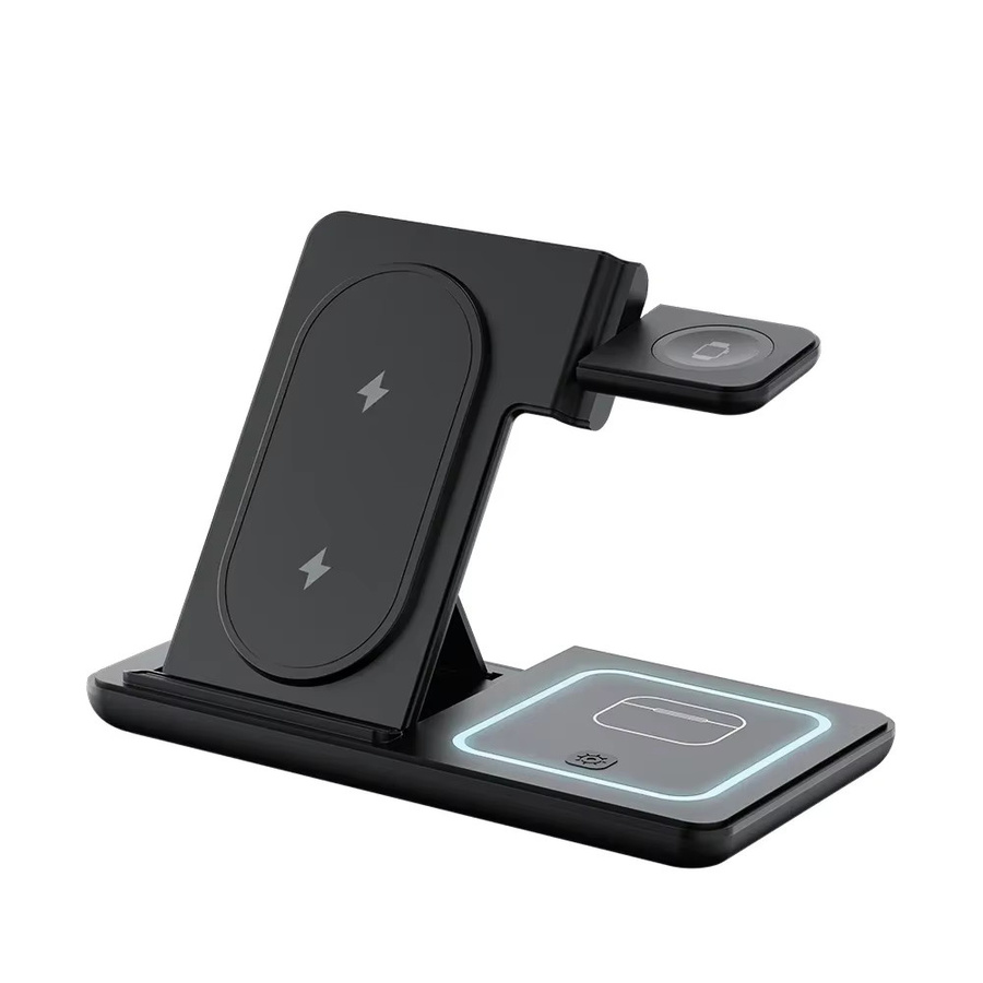 VIKEFON 3-in-1 Wireless Schnellladestation für Samsung Galaxy S24 S23, Galaxy Watch und Buds Pro in Schwarz und Pink - Bild 6