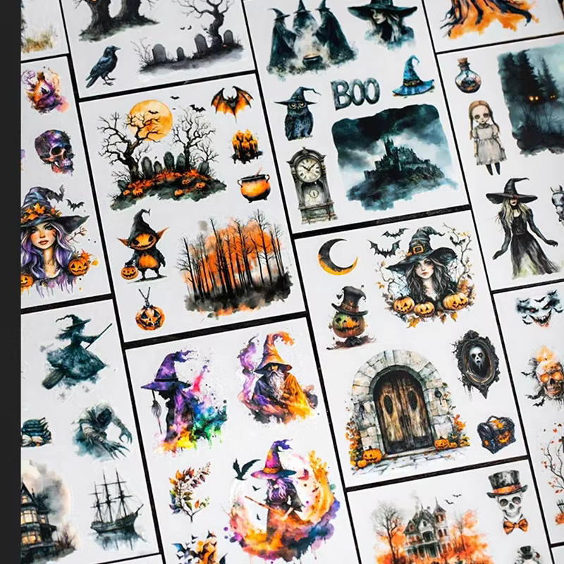 Mr. Paper Magic Castle Witch Aufkleber, 5 Blatt pro Packung, dekorative Halloween Sticker für Scrapbook, Notizbuch und Handyhüllen, Mehrfarbig - Bild 3