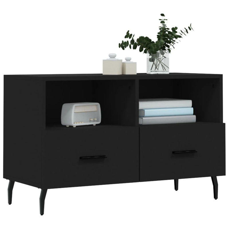 Vidaxl TV-Schrank in Schwarz im Industrial Design aus Holzwerkstoff und Metall, B/T/H: 80 x 36 x 50 cm - Bild 6