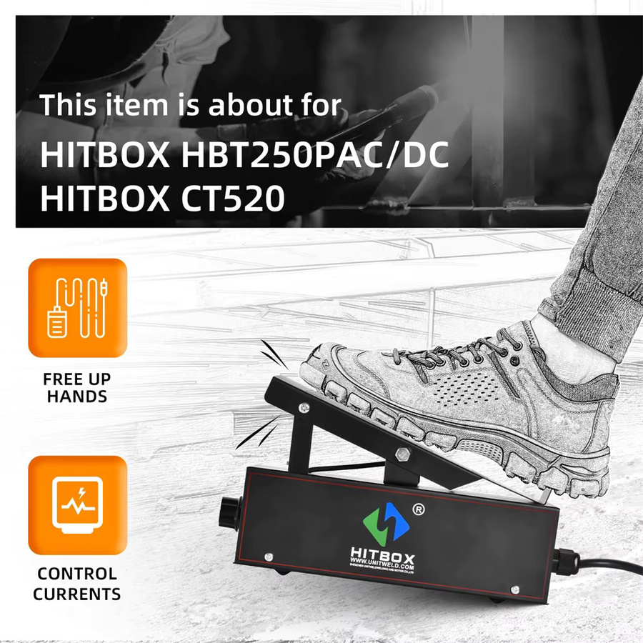 HITBOX 5-poliges Fußpedal für WIG-Schweißen, Verstärker-Steuerpedal in Schwarz, kompatibel mit HBT250P AC/DC und CT-520 Maschinen - Bild 4