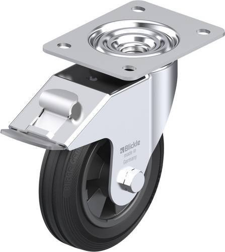 Blickle Lenkrolle LE-VPP 150R-FI mit Feststeller, Rad-Durchmesser: 15 cm, Tragfähigkeit: 135 kg, Farbe: Schwarz/Silber - Bild 1