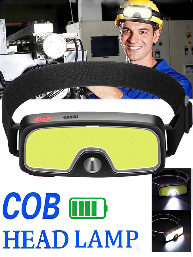 KDULIT COB-Stirnlampe in Schwarz mit USB-C-Ladefunktion und wiederaufladbarem Akku, wasserdichte LED-Stirnlampe für Outdoor, Camping und Arbeit - Bild 5