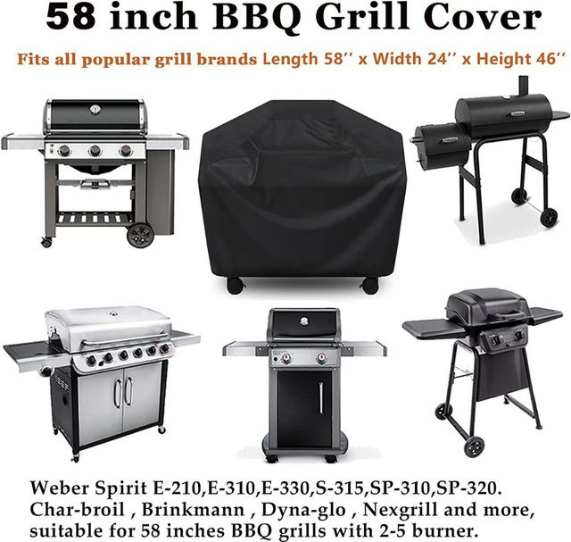 Wasserdichte Grillabdeckung aus schwarzem Oxford-Polyester mit UV-Schutz für den Außenbereich, B/T/H: 145 x 117 x 61 cm - Bild 1