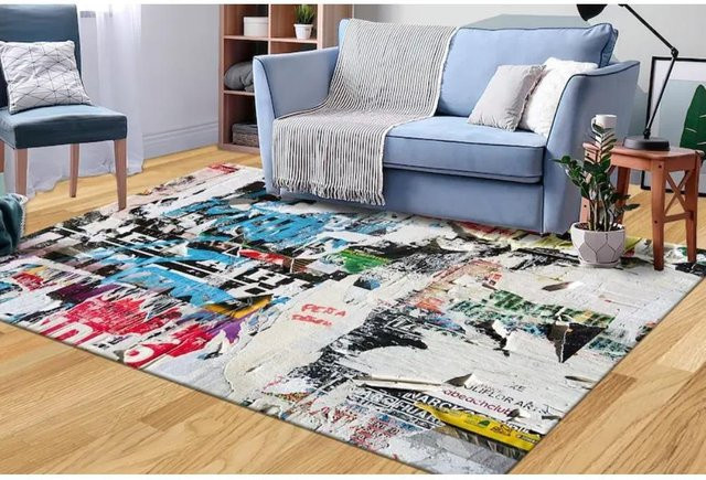 Karpetti Street Art Teppich mit buntem Graffiti-Muster und 3D-Effekt, Mehrfarbig, B/H: 60 x 90 cm - Bild 1