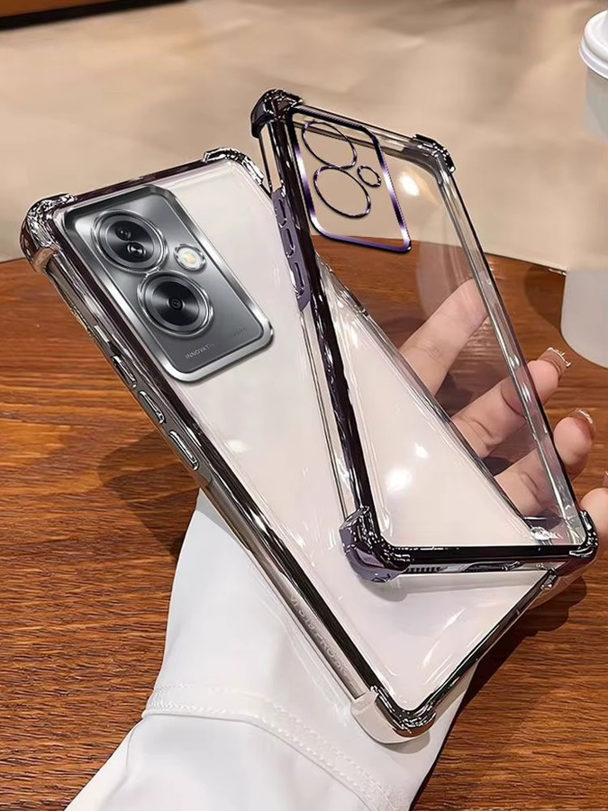 Stoßfeste Silikon Schutzhülle für OnePlus Nord N30 SE und OPPO A79 in Transparent und Blau mit verstärkten Ecken - Bild 3