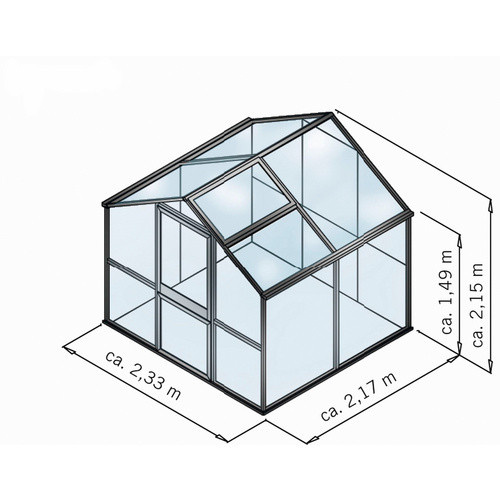 KGT Gewächshaus Rose Bausatz aus Aluminium und Polycarbonat in Moosgrün mit 5,06 m² Fläche und Drehtür - Bild 2