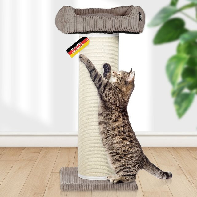 Lycce Kratzbaum FRIEDA XXL Kratztonne mit austauschbaren Sisalmatten und waschbarem Cord-Bezug - Bild 1