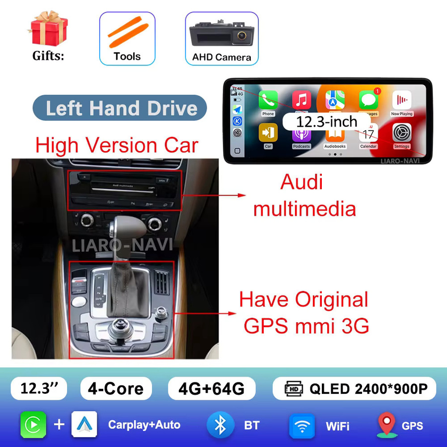 LIARO-NAVI Multimedia-Player für Audi A4 B8 und A5 (2009 - 2016) mit 12,3 Zoll Display, Android 16, Wireless CarPlay, GPS, WiFi, Bluetooth und 4G in Schwarz - Bild 7