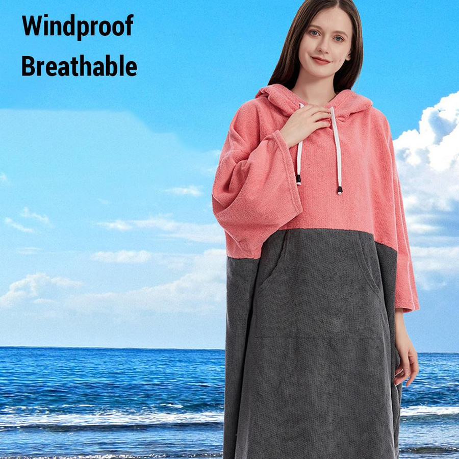 TOMTOP JMS Kapuzenhandtuch Poncho in See-Blau für Pool, Strand und Wassersport - Bild 3
