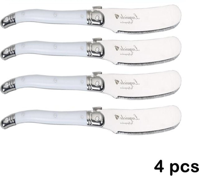 Laguiole Käsemesser Set von Flyingcolors mit Kunststoffgriff in Weiß, Blau und Gelb, 15,9 cm - Bild 1