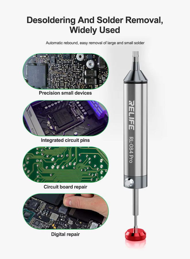 RELIFE RL-084 Pro Entlötpistole aus Aluminiumlegierung in Silber für die Leiterplatten-Reparatur - Bild 4