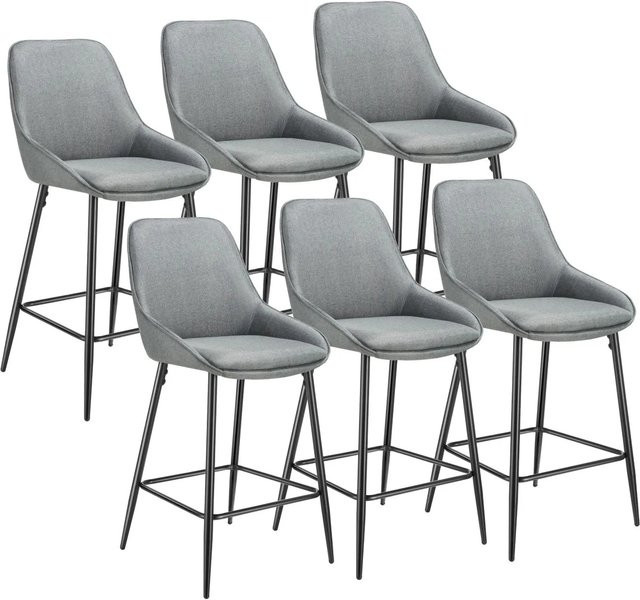 tectake Siera Thekenstuhl 6er Set, gepolstert, Webstoff, Grau Schwarz, B/T/H: 49 x 54 x 100 cm - Bild 2