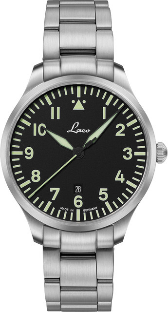 Laco Fliegeruhr, Quarz, Edelstahl, Schwarz, 40 mm, Saphirglas - Bild 1