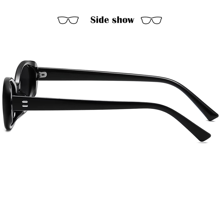 Ovale Retro-Sonnenbrille, Unisex, Vollrand, Kunststoff, Schwarz - Bild 4