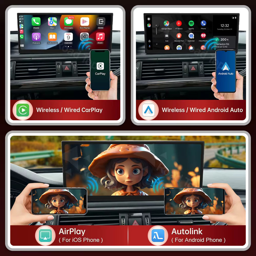 RoadTop 12,3 Zoll Wireless CarPlay Multimedia Linux Touchscreen für Audi A6 A7 2016-2018 MHI2 MIB2 in Schwarz - Bild 4