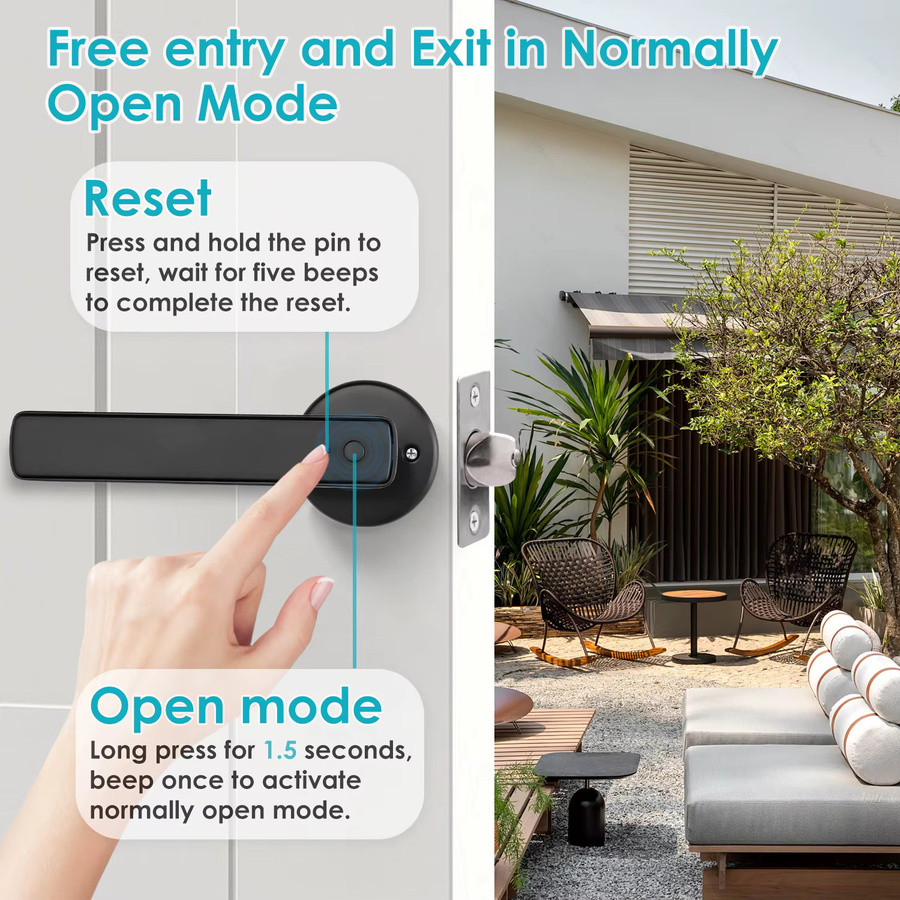 Tuya Smart Bluetooth Türschloss mit biometrischer Erkennung in Schwarz für Smart Home Automation und Hausschutz via Smart Life Steuerung - Bild 3