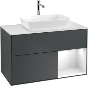 V&B Waschtischunterschrank Finion 100 in Weiß und Grau lackiert, B/T/H: 100 x 50,1 x 50,1 cm - Bild 1