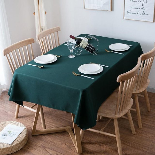 Dunkelgrüne Tischdecke von LOVRTRAVEL aus Polyester, einfarbig und rechteckig, B/T: 140 x 240 cm - Bild 1