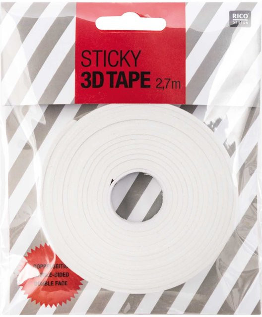 Rico Design 3D-Abstandsklebeband doppelseitig Weiß, Breite: 10 mm, Höhe: 2 mm, Länge: 2,7 m - Bild 1