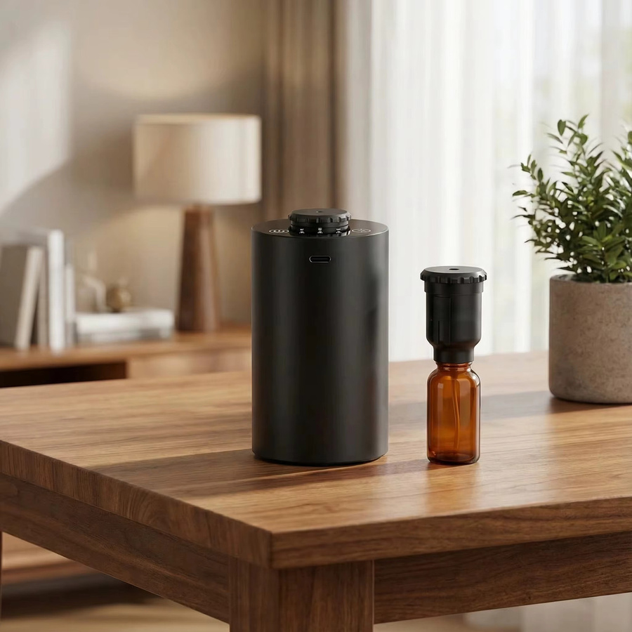 PDQ Wasserloser Ultraschall-Aromadiffusor für ätherische Öle, batteriebetriebener Diffusor mit 3 einstellbaren Nebelstufen, Schwarz - Bild 6