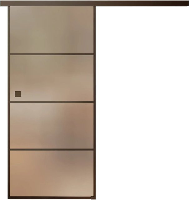 Skyscope Portal Schiebetür-Set Slimwork Typ 9 aus Aluminium und Glas in Satiniert, Breite: 94 cm, Höhe: 206 cm - Bild 1