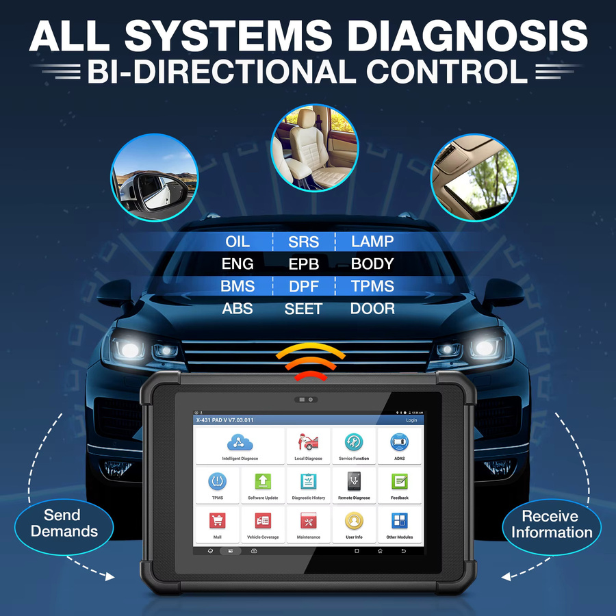 LAUNCH X431 PAD V ELITE OBD2-Scanner in Schwarz für ECU-Codierung und Online-Programmierung mit bidirektionaler Diagnose und Topologie-Karte - Bild 3