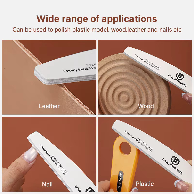 WUTA Professionelle Schleifstäbe zum Polieren von Lederkanten und als Nagelfeilen mit 100/240 Schmirgelkörnung in Weiß - Bild 4