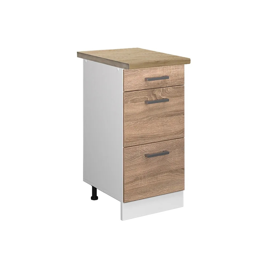 Vicco Küchenunterschrank R-Line Sonoma/Weiß mit Schubladen, Breite: 40 cm, Höhe: 60 cm, Tiefe: 22,93 cm - Bild 2