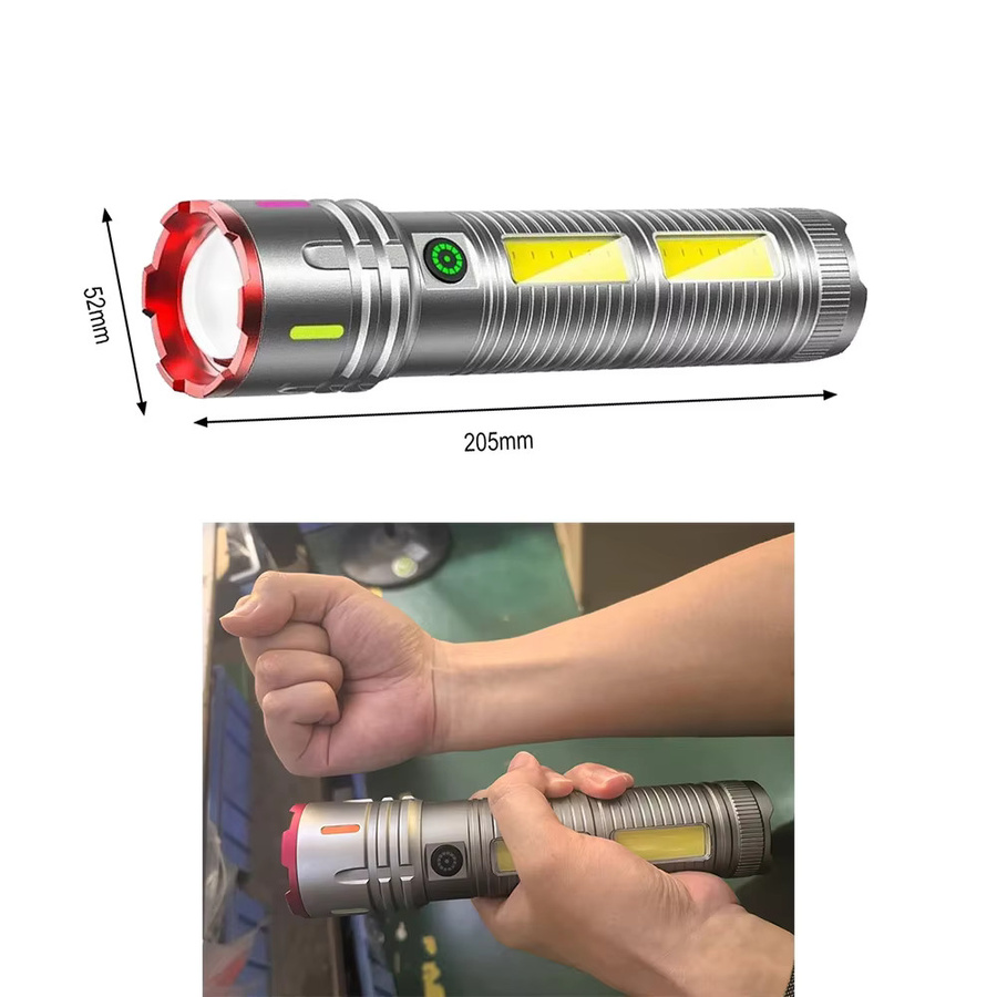 BORUiT LED Zoom Taschenlampe mit 3000 Lumen und 1000m Long Throw, Typ-C wiederaufladbar, wasserdicht, mit Power Bank Funktion für Outdoor und Camping - Bild 6
