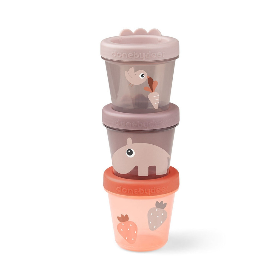 Done by Deer Baby Snackbox Ozzo 3er-Set Rosa, stapelbar und auslaufsicher - Bild 1