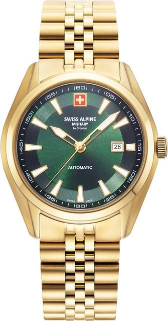 Swiss Alpine Military Herrenuhr Automatik, Edelstahl, 43 mm, Grün, 10 ATM - Bild 1