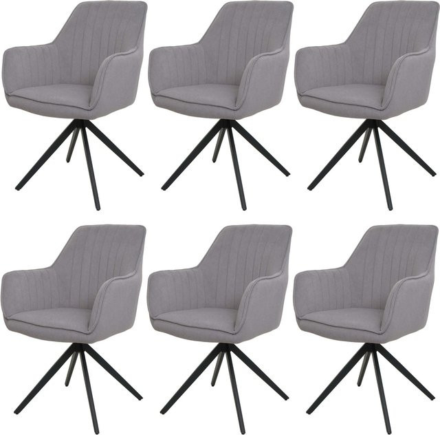 CHEFGASTRO Esszimmerstuhl 6er-Set in Hellgrau, drehbar mit Auto-Return Funktion, Stoffbezug, B/T/H: 58 x 55 x 87 cm, Sitzhöhe: 46 cm - Bild 1