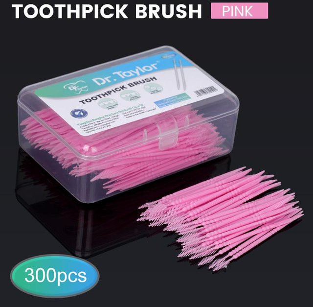 Binchi Interdentalbürste Doppelseitig, 300 Stück, Rosa - Bild 1