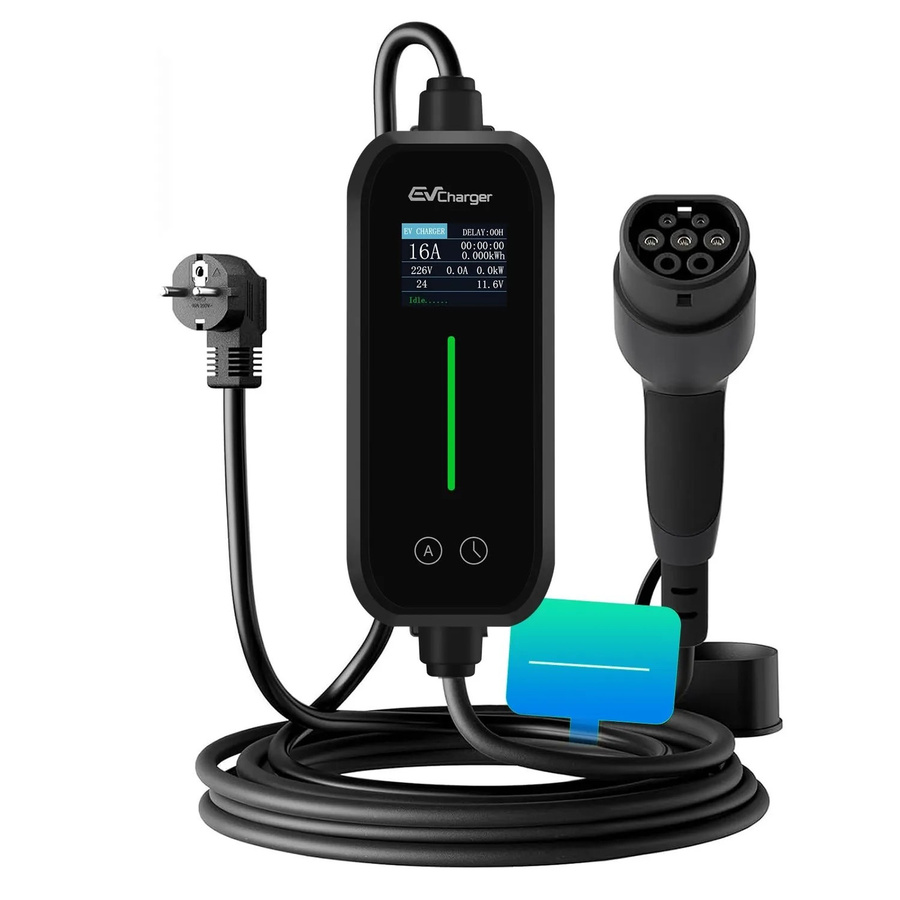 Junsun EV Ladegerät 3,5kW mit 6m Type 2 Kabel, Smart App Steuerung, 1-phasig, 6-16A, Schwarz - Bild 2