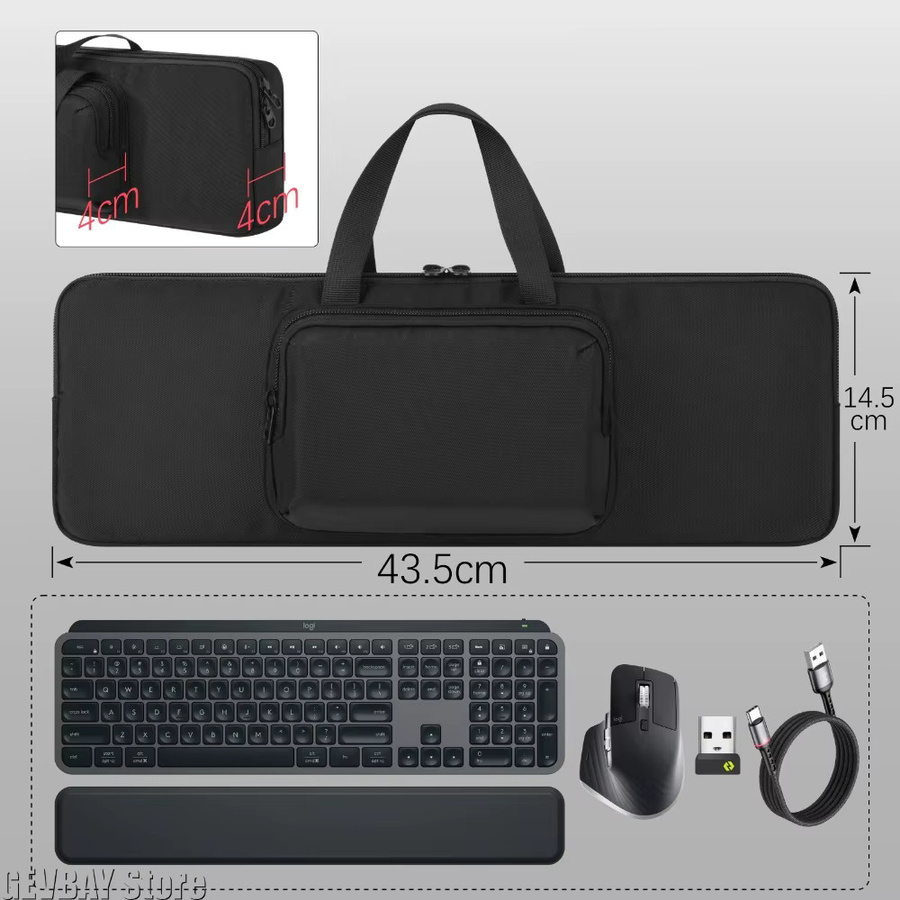 Schutzhülle für Logitech MX Keys S und MX Keys Tastaturen, Reise-Aufbewahrungstasche in Schwarz - Bild 4