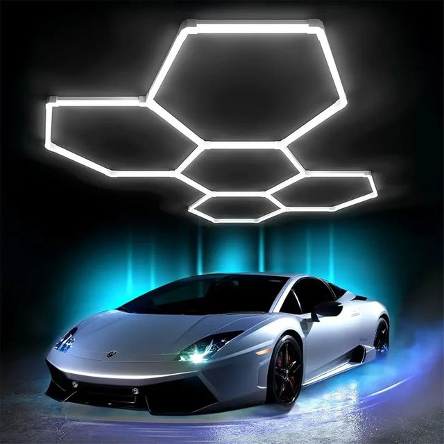 LINYILIGHT Dimmbare LED Waben Deckenleuchte in Weiß, Sechseckige Hexagon-Beleuchtung für Garage und Waschraum - Bild 1