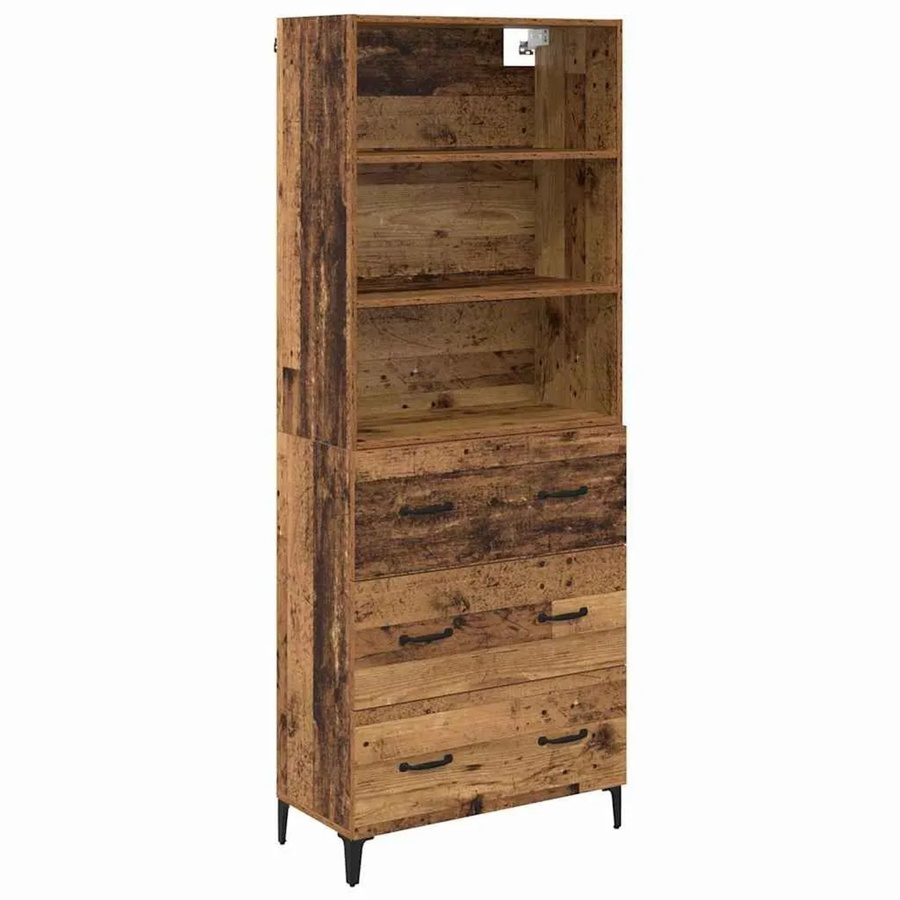vidaXL Highboard Altholz in Braun mit Türen und Schubladen, B/T/H: 69,5 x 34 x 180 cm - Bild 2