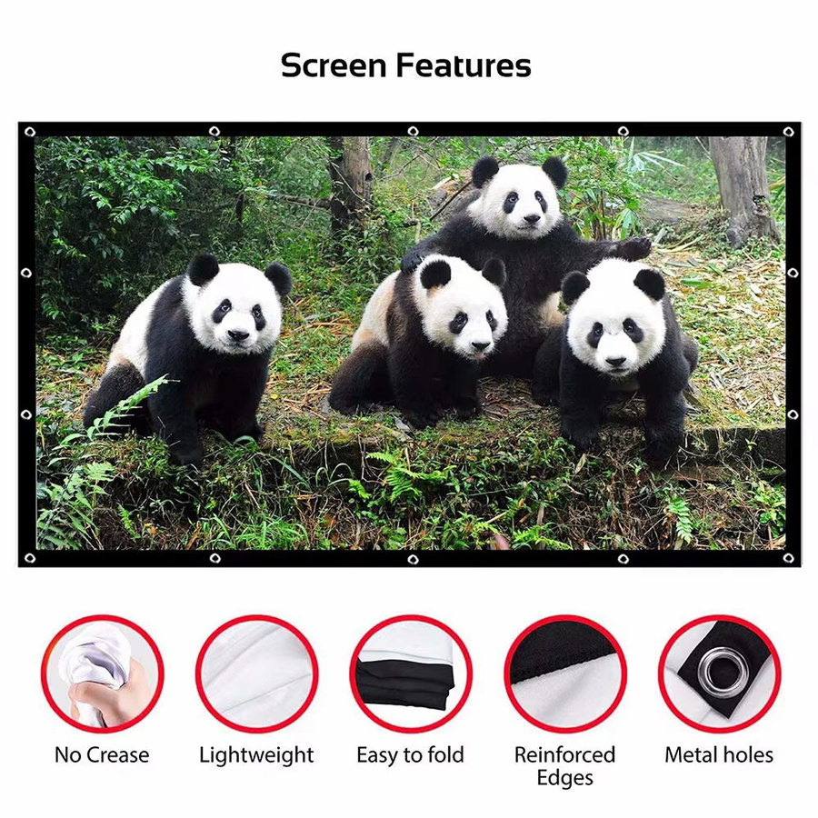 Salange Faltbare Projektionsleinwand 16:9 in Weiß für Heimkino und Outdoor, Full HD und 4K kompatibel, passend für HY300 - Bild 3