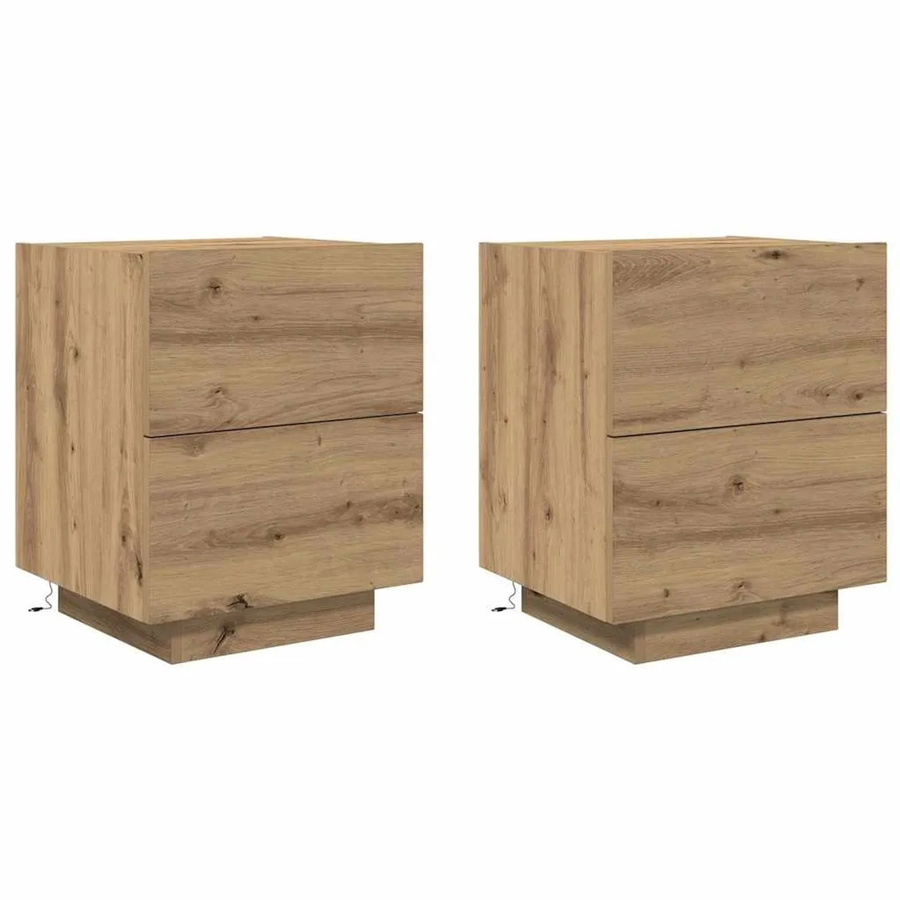 Set aus 2 vidaXL Nachttischen mit Schubladen in Eiche und modernem Design - Bild 2