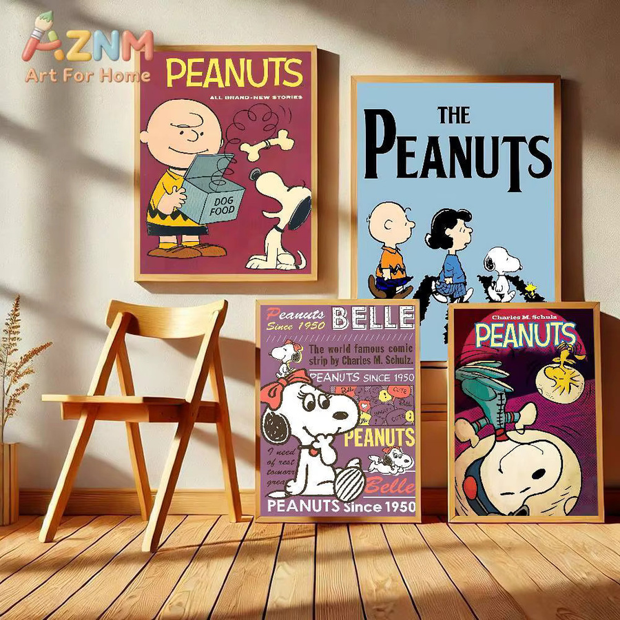 Kayou Snoopy Vintage Wandaufkleber Selbstklebendes Poster in Weiß und Multicolour - Bild 5