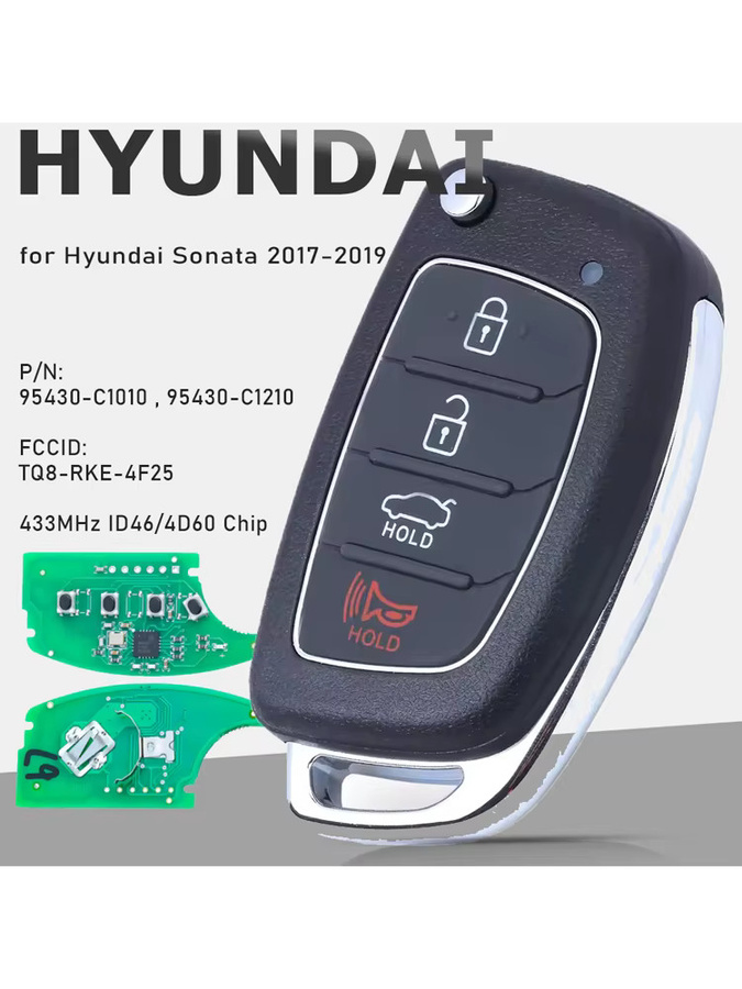 KEYECU Klapp-Funkschlüssel 433 MHz in Schwarz für Hyundai Sonata TQ8-RKE-4F25 (95430-C1010, 95430-C1210) - Bild 5