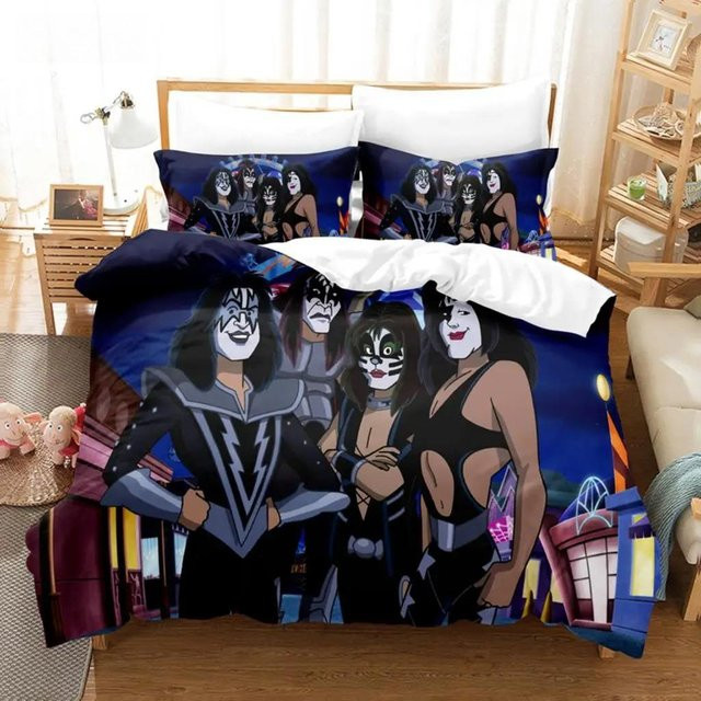 Kiss Band Bettwäscheset aus Mikrofaser mit Motiv, 3-teilig, Multicolor, B/H: 240 x 220 cm - Bild 1