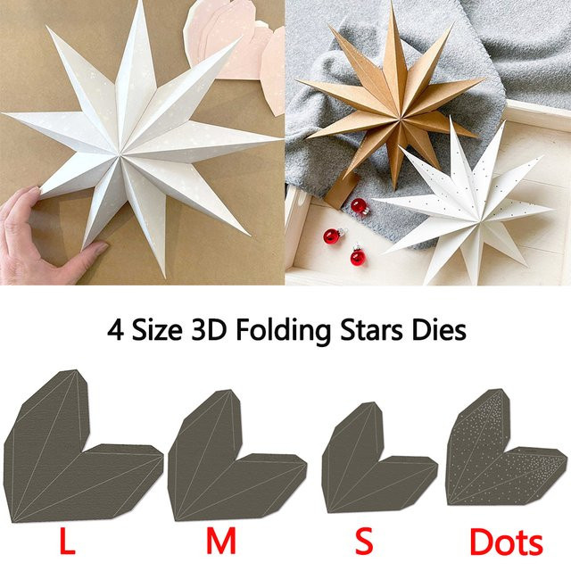 Metall Stanzformen für 3D-Faltsterne in 4 Größen für DIY Scrapbooking und Bastelarbeiten - Bild 1