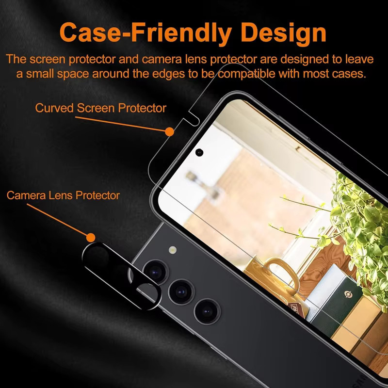 2er-Pack Displayschutzglas mit Fingerabdruck-Scan für Samsung Galaxy S25 S24 S23 S22 S21 Serie und S25 Ultra Kameraschutz in Transparent - Bild 2
