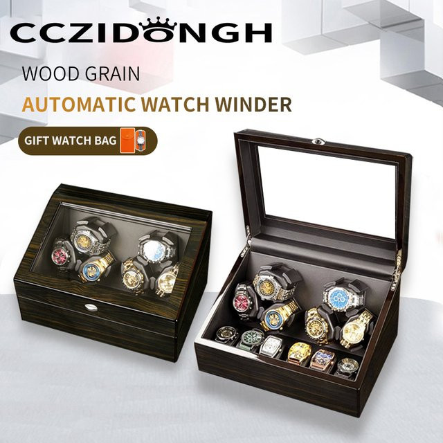 CCZIDONGH Uhrenbeweger 3 + 3/6 + 6 Slot, Schwarz, Unisex - Bild 1