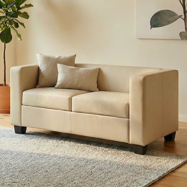 2er Sofa Lille von MCW aus Leder in Beige - Bild 1
