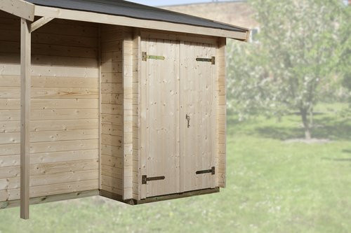 WEKA Anbauschrank aus Holz mit Schleppdach in Beige/Braun, B: 300 cm, H: 155 cm, T: 85 cm - Bild 2
